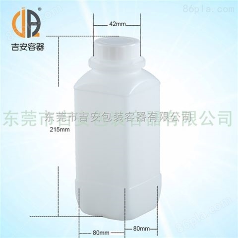 盛装化工液体1L升方形白色塑料瓶 1L防盗方塑料瓶 *